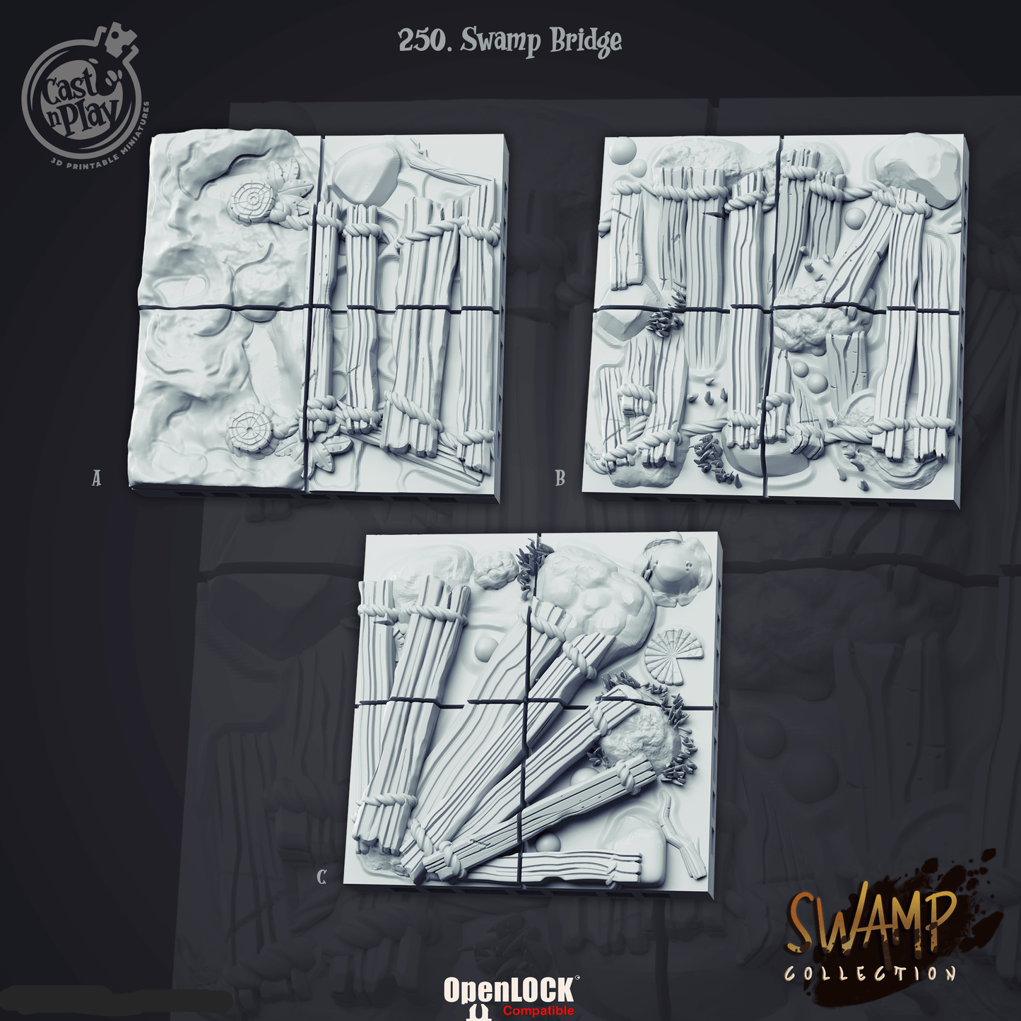 3D Printed Cast n Play Swamp Collection - Swamp Bridge 28mm 32mm D&D - 3D Printing Boss 