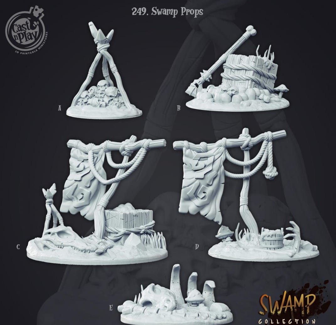 3D Printed Cast n Play Swamp Props 28mm 32mm D&D - 3D Printing Boss 