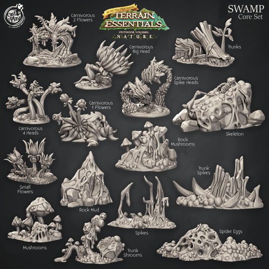 3D Printed Cast n Play Swamp Terrain Swamp Core Set Terrain Essentials Nature 28mm 32mm D&D - 3D Printing Boss 