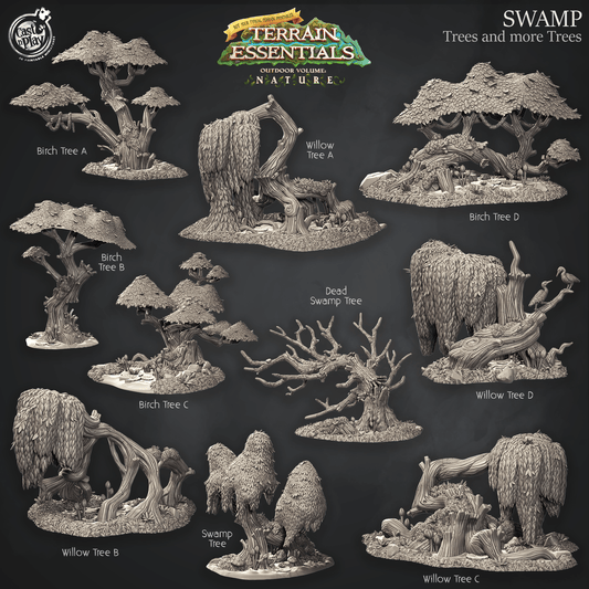 3D Printed Cast n Play Swamp Terrain Trees and more Trees Set Terrain Essentials Nature 28mm 32mm D&D - 3D Printing Boss 