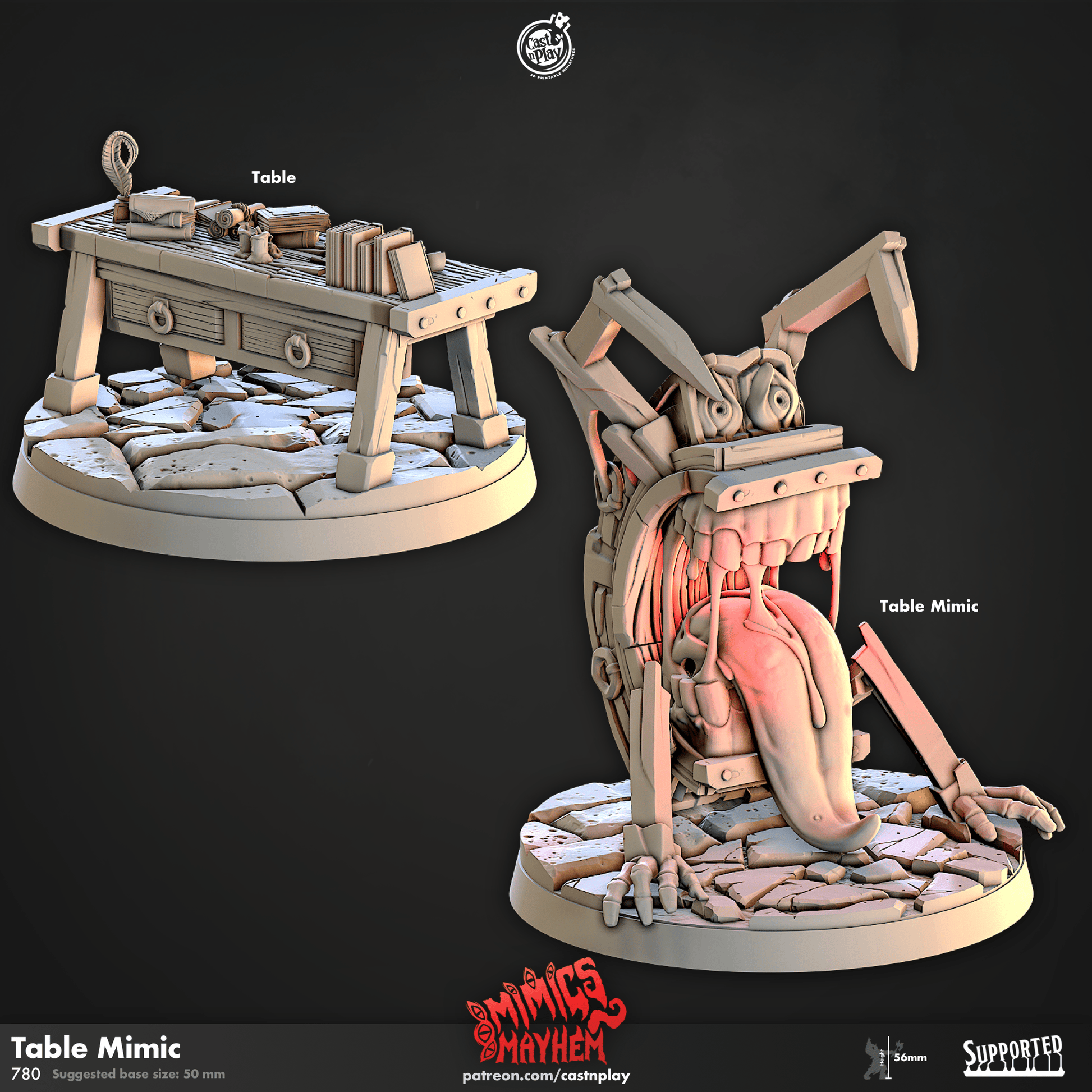 3D Printed Cast n Play Table Mimic Mimics Mayhem Set 28mm 32mm D&D - 3D Printing Boss 