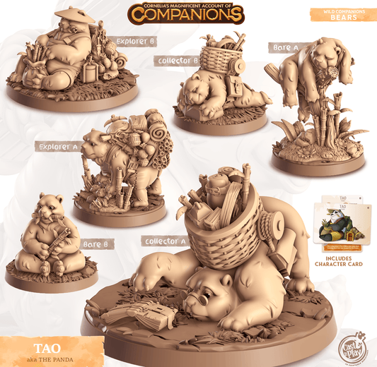 3D Printed Cast n Play Tao - The Panda Companions 28mm 32mm D&D - 3D Printing Boss 