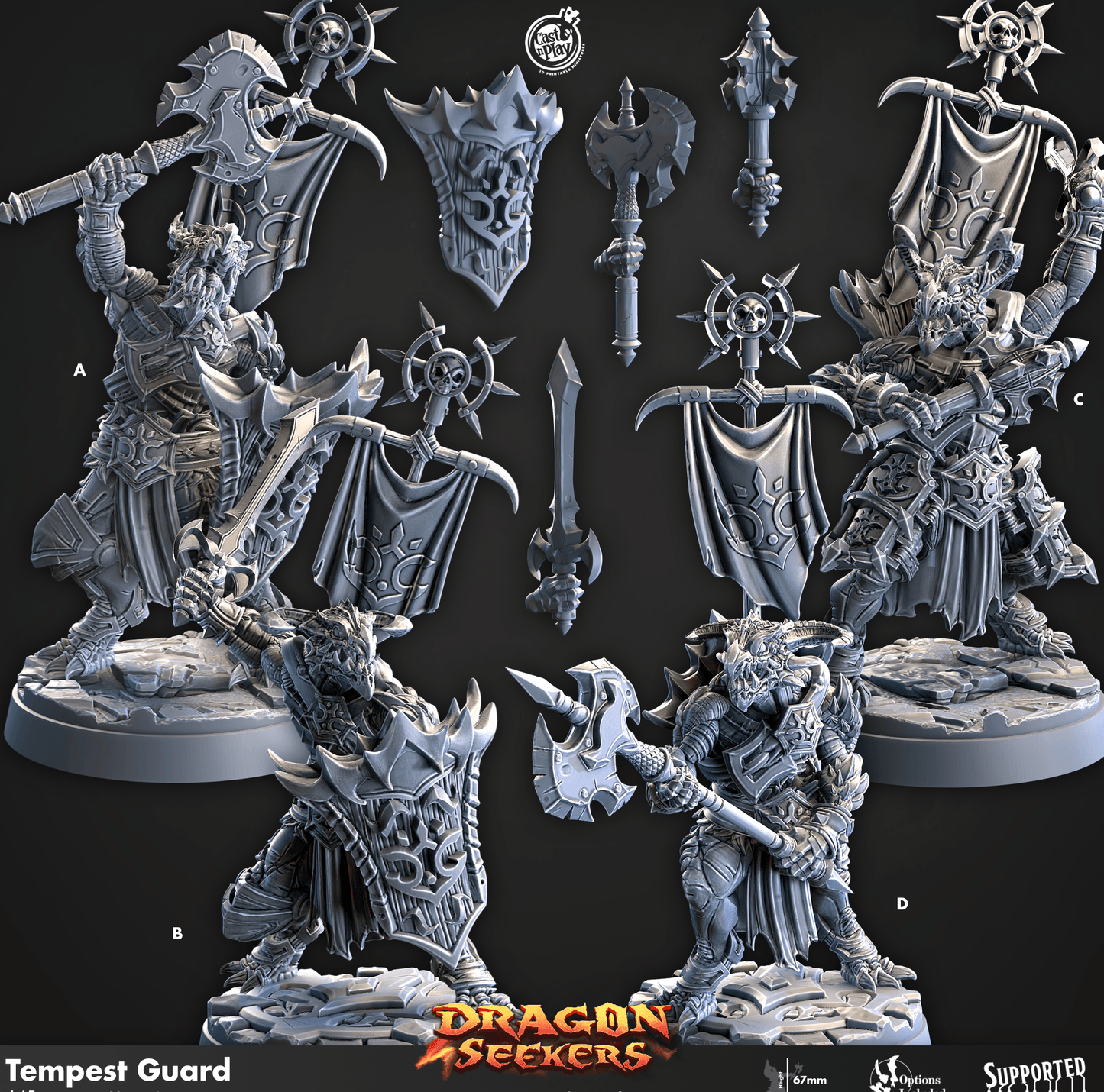 3D Printed Cast n Play Tempest Guard Dragon Seekers 28mm 32mm D&D - 3D Printing Boss 