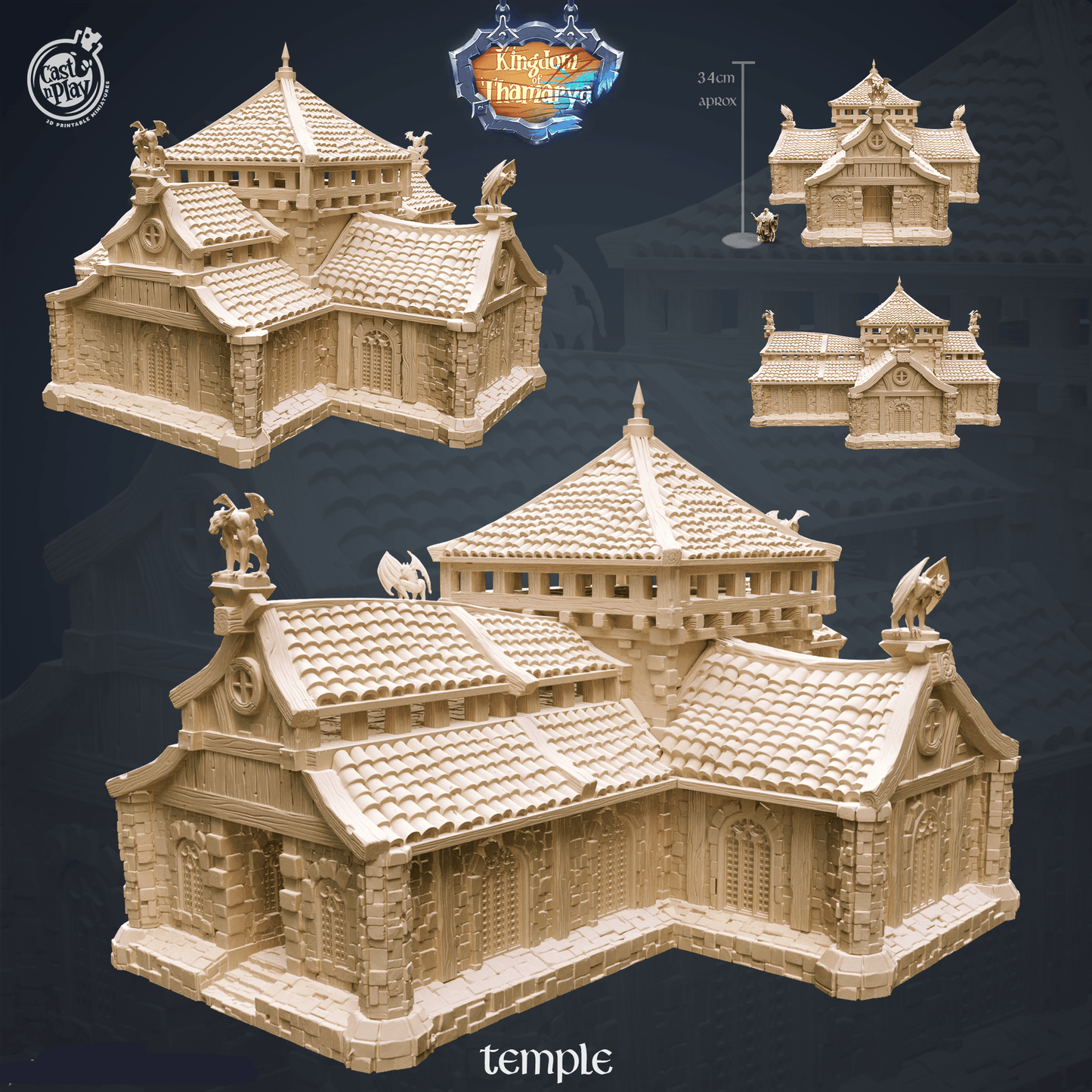3D Printed Cast n Play Temple Kingdom Of Thamarya 28mm 32mm D&D - 3D Printing Boss 
