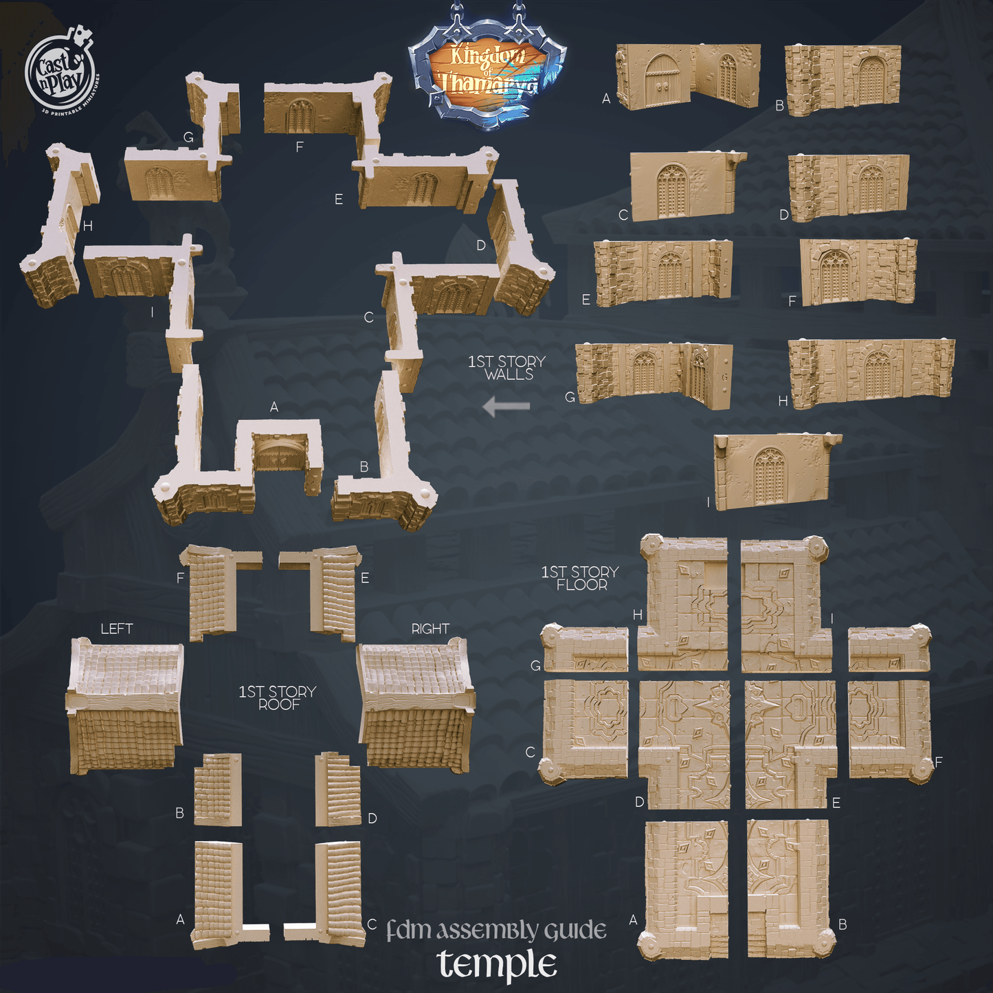 3D Printed Cast n Play Temple Kingdom Of Thamarya 28mm 32mm D&D - 3D Printing Boss 