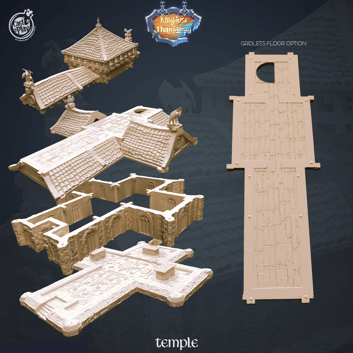 3D Printed Cast n Play Temple Kingdom Of Thamarya 28mm 32mm D&D - 3D Printing Boss 