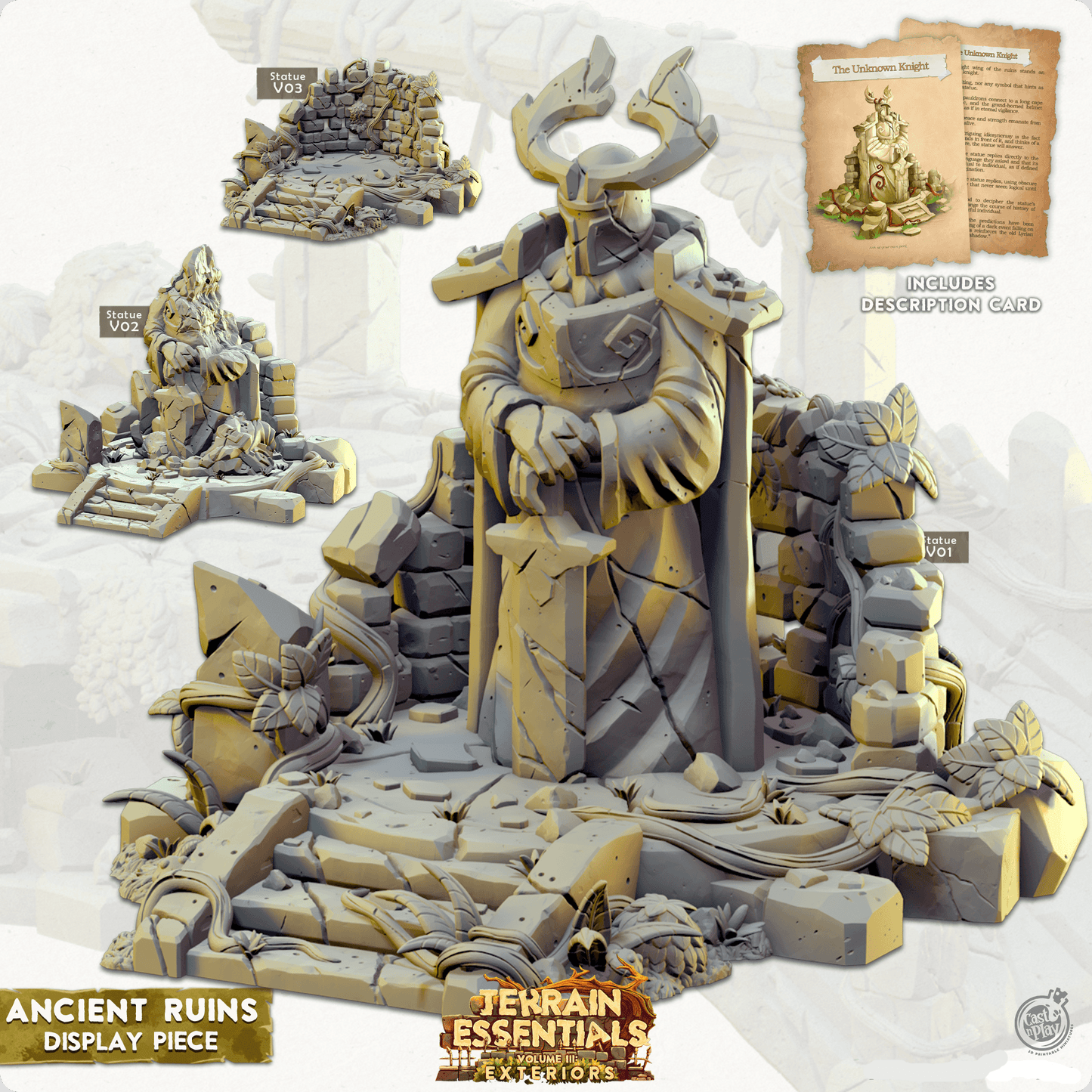 3D Printed Cast n Play Terrain Essentials Ancient Ruins - Display Statue Ancient Ruins Set 28mm 32mm D&D - 3D Printing Boss 