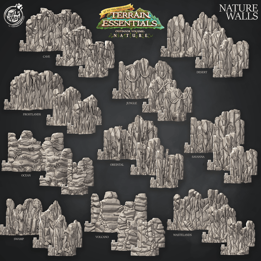 3D Printed Cast n Play Terrain Essentials Nature - Nature Wall  28mm 32mm D&D - 3D Printing Boss 