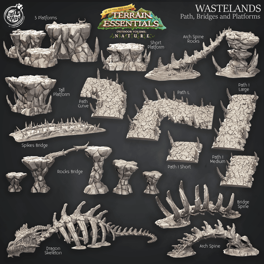 3D Printed Cast n Play Terrain Essentials Nature Wastelands Terrain - Path, Bridges and Platforms  Set 28mm 32mm D&D - 3D Printing Boss 