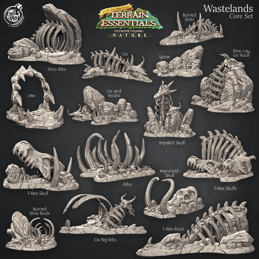 3D Printed Cast n Play Terrain Essentials Nature Wastelands Terrain - Wastelands Core Set 28mm 32mm D&D - 3D Printing Boss 