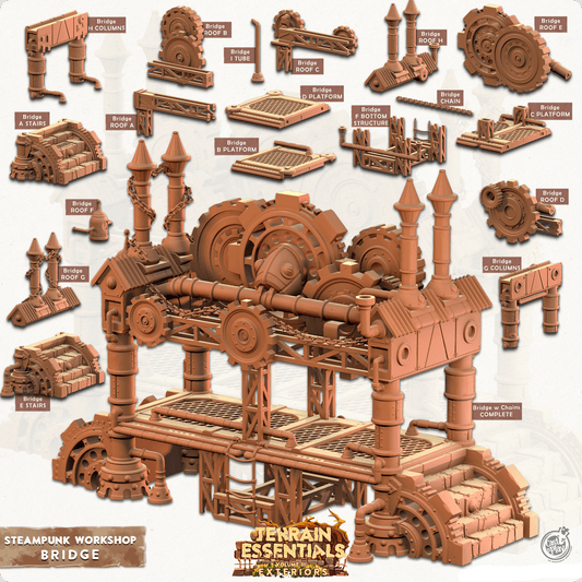 3D Printed Cast n Play Terrain Essentials - Steampunk Workshop Bridge 28mm 32mm - 3D Printing Boss 
