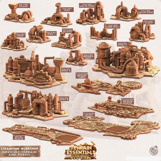3D Printed Cast n Play Terrain Essentials - Steampunk Workshop Difficult Terrain and Debris - 3D Printing Boss 
