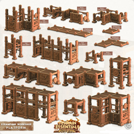 3D Printed Cast n Play Terrain Essentials - Steampunk Workshop Platforms 28mm 32mm - 3D Printing Boss 