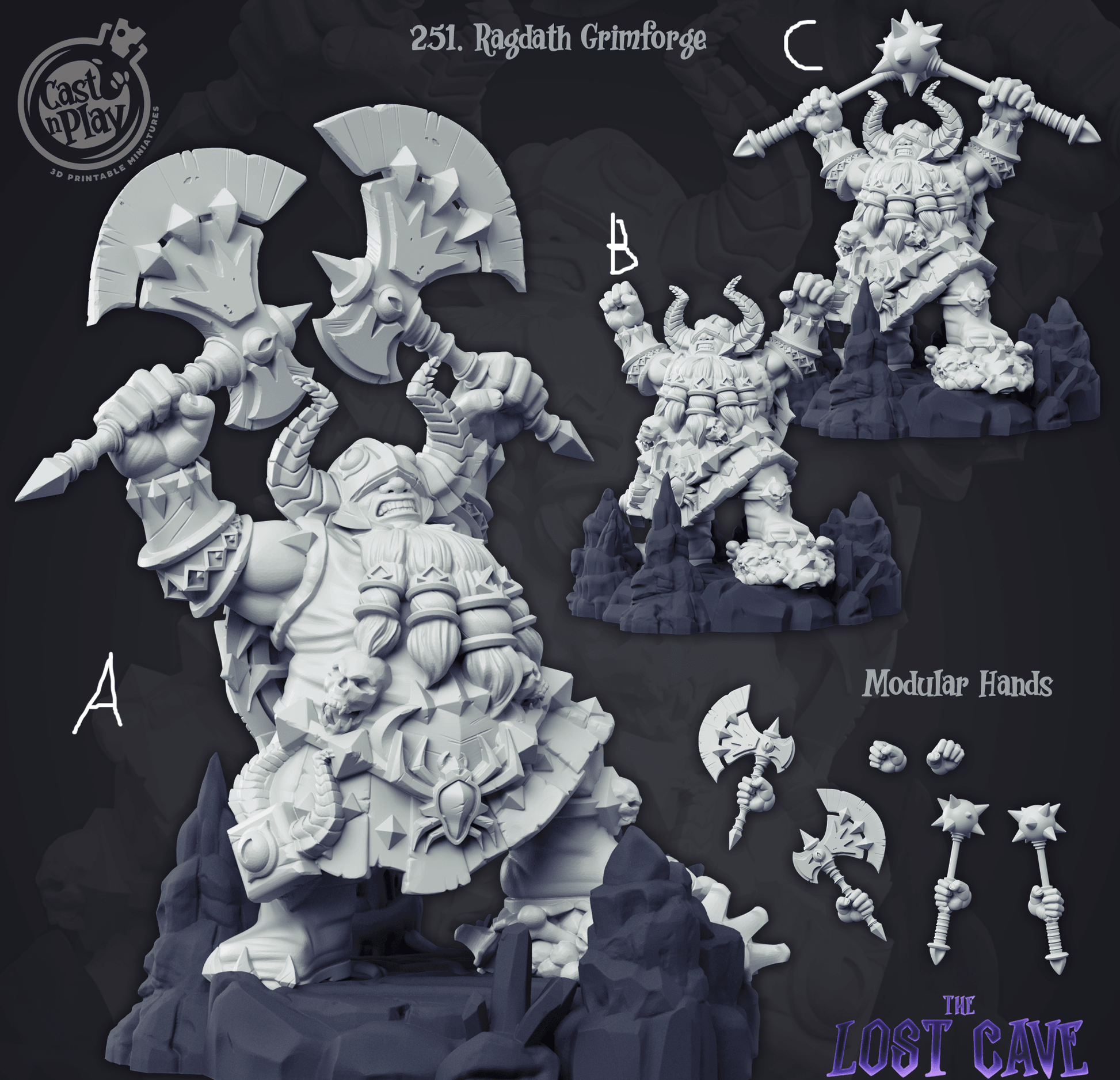 3D Printed Cast n Play The Lost Cave Collection - Ragdath Grimforge 28mm 32mm D&D - 3D Printing Boss 