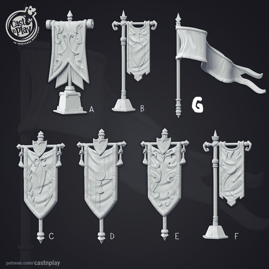 3D Printed Cast n Play - Tournament Banner Props 28mm 32mm D&D - 3D Printing Boss 
