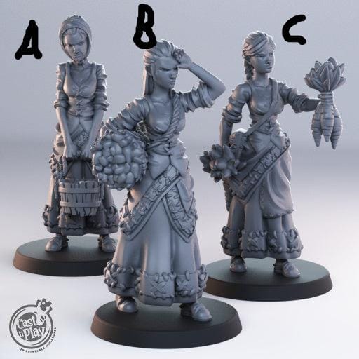 3D Printed Cast n Play - Town Girl Townsfolk 28mm 32mm D&D - 3D Printing Boss 