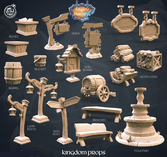 3D Printed Cast n Play Town Props Pack Kingdom Of Thamarya 28mm 32mm D&D - 3D Printing Boss 