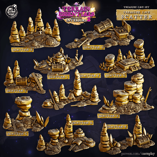 3D Printed Cast n Play Treasure Cave Scatter Terrain Set 28mm 32mm D&D - 3D Printing Boss 