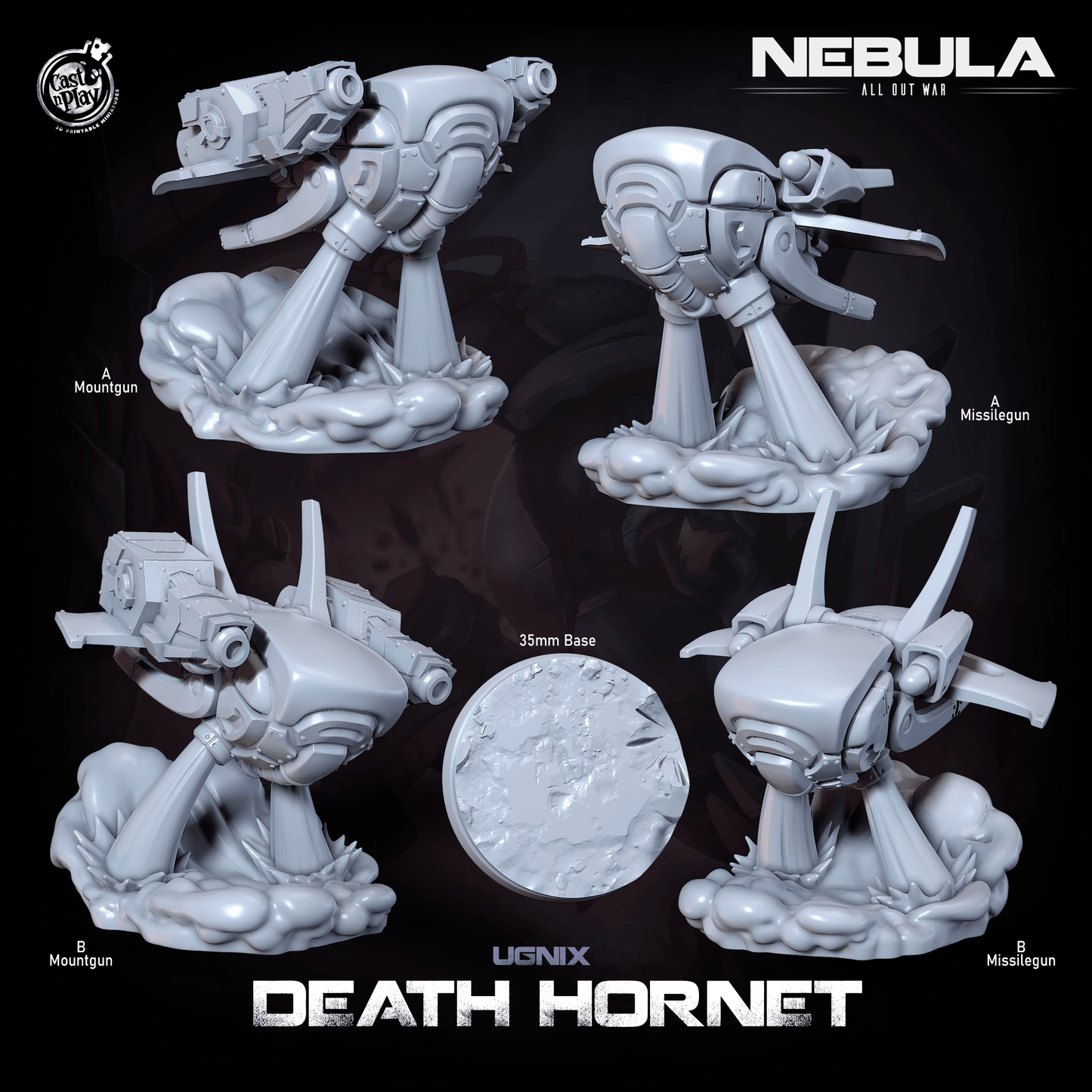 3D Printed Cast n Play Ugnix Death Hornet Drones Nebula All Out War 28mm 32mm D&D - 3D Printing Boss 