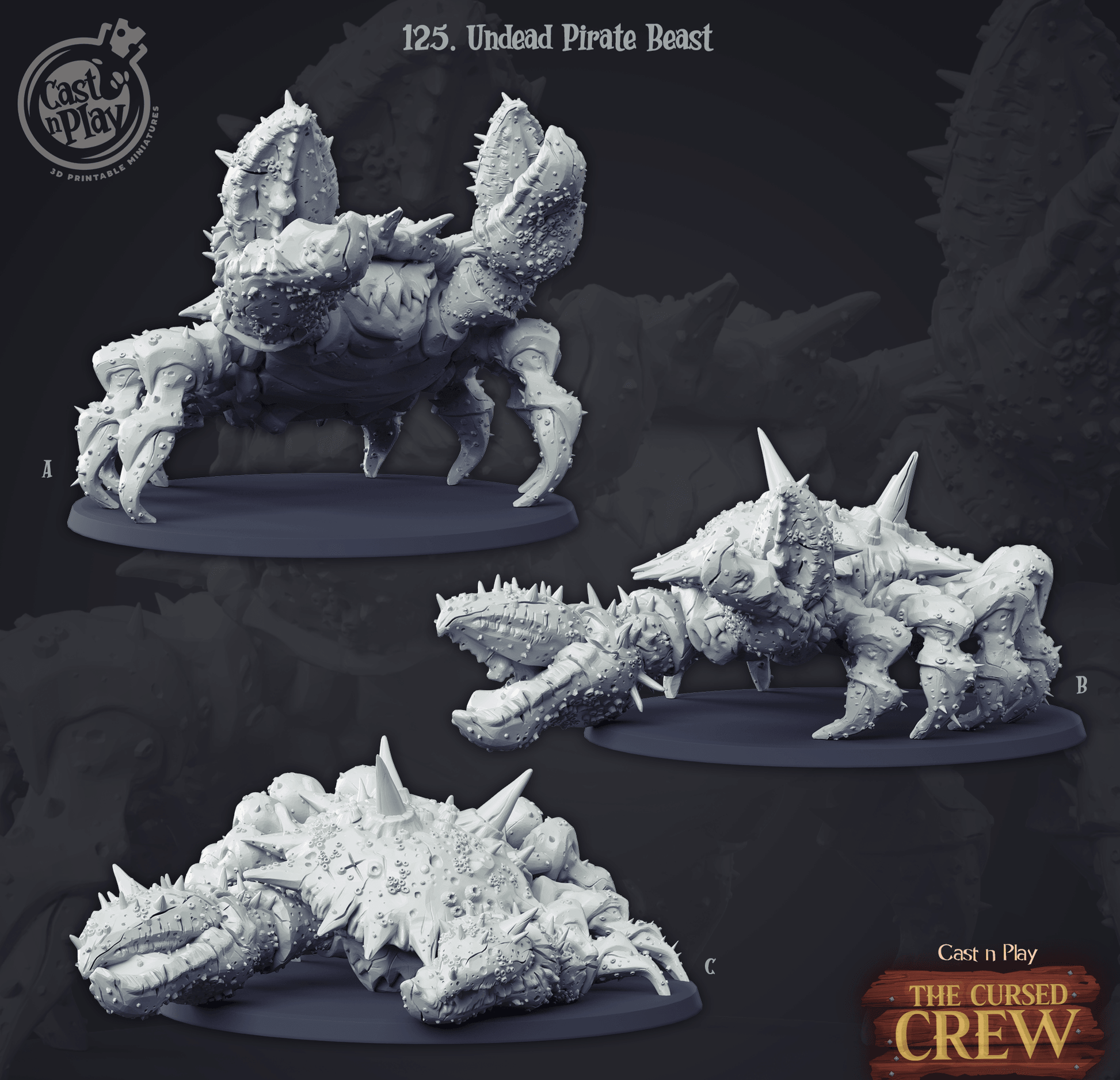 3D Printed Cast n Play Undead Pirate Beast 28mm 32mm D&D - 3D Printing Boss 