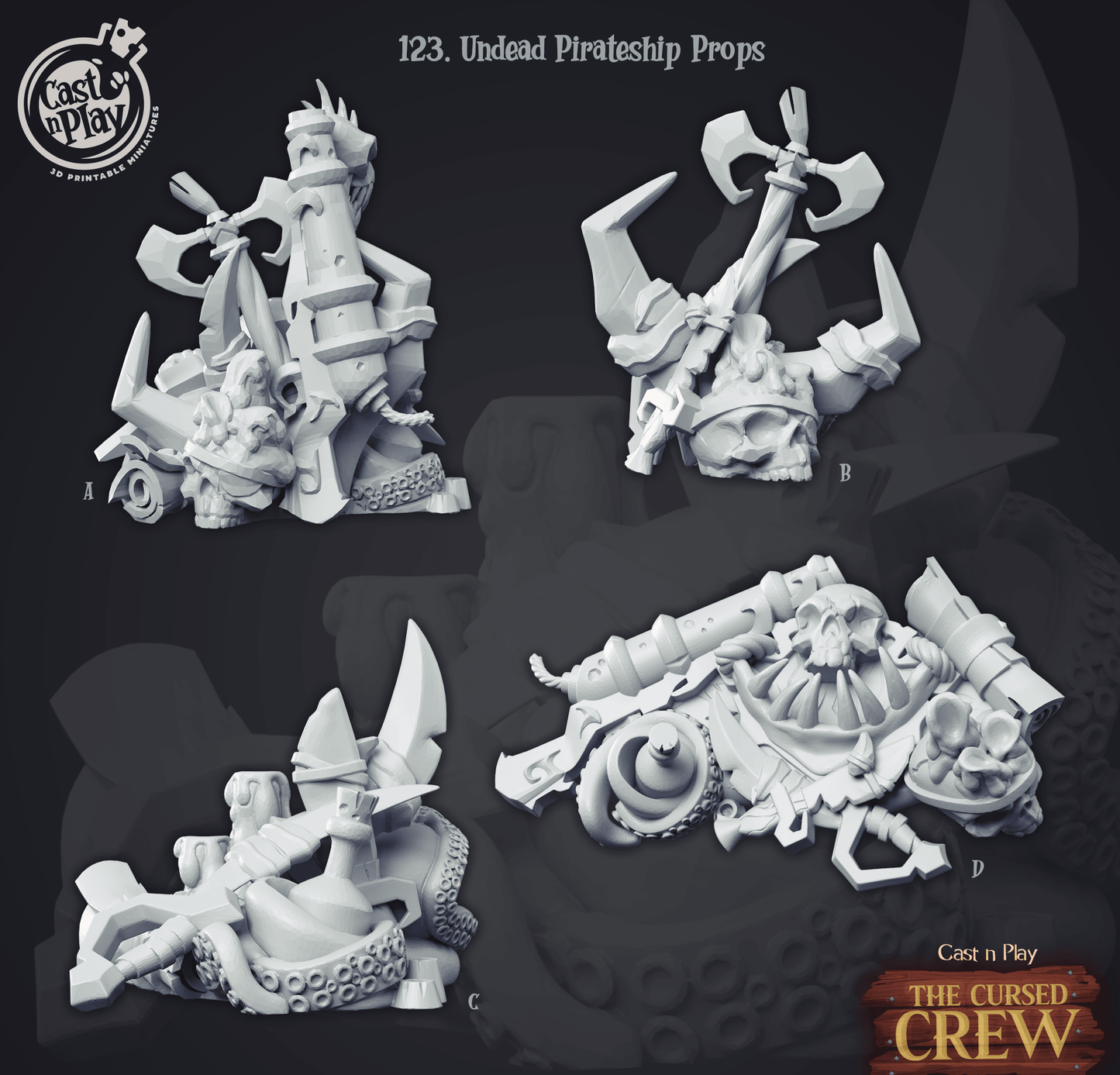 3D Printed Cast n Play Undead Pirate Ship Prop Weapons 28mm 32mm D&D - 3D Printing Boss 