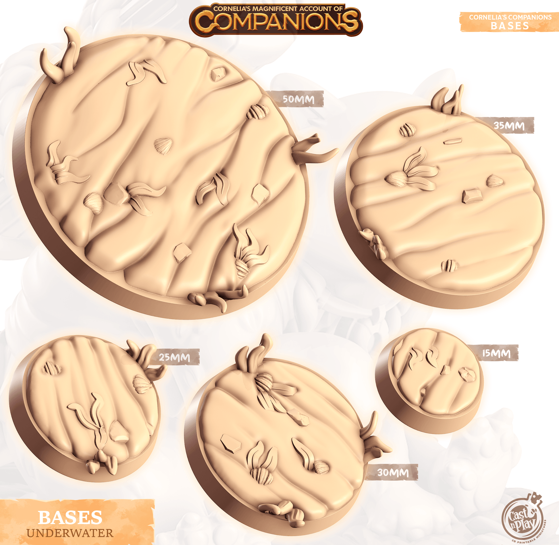 3D Printed Cast n Play Underwater Bases Companion's Bases - Master Pack Companions 28mm 32mm D&D - 3D Printing Boss 