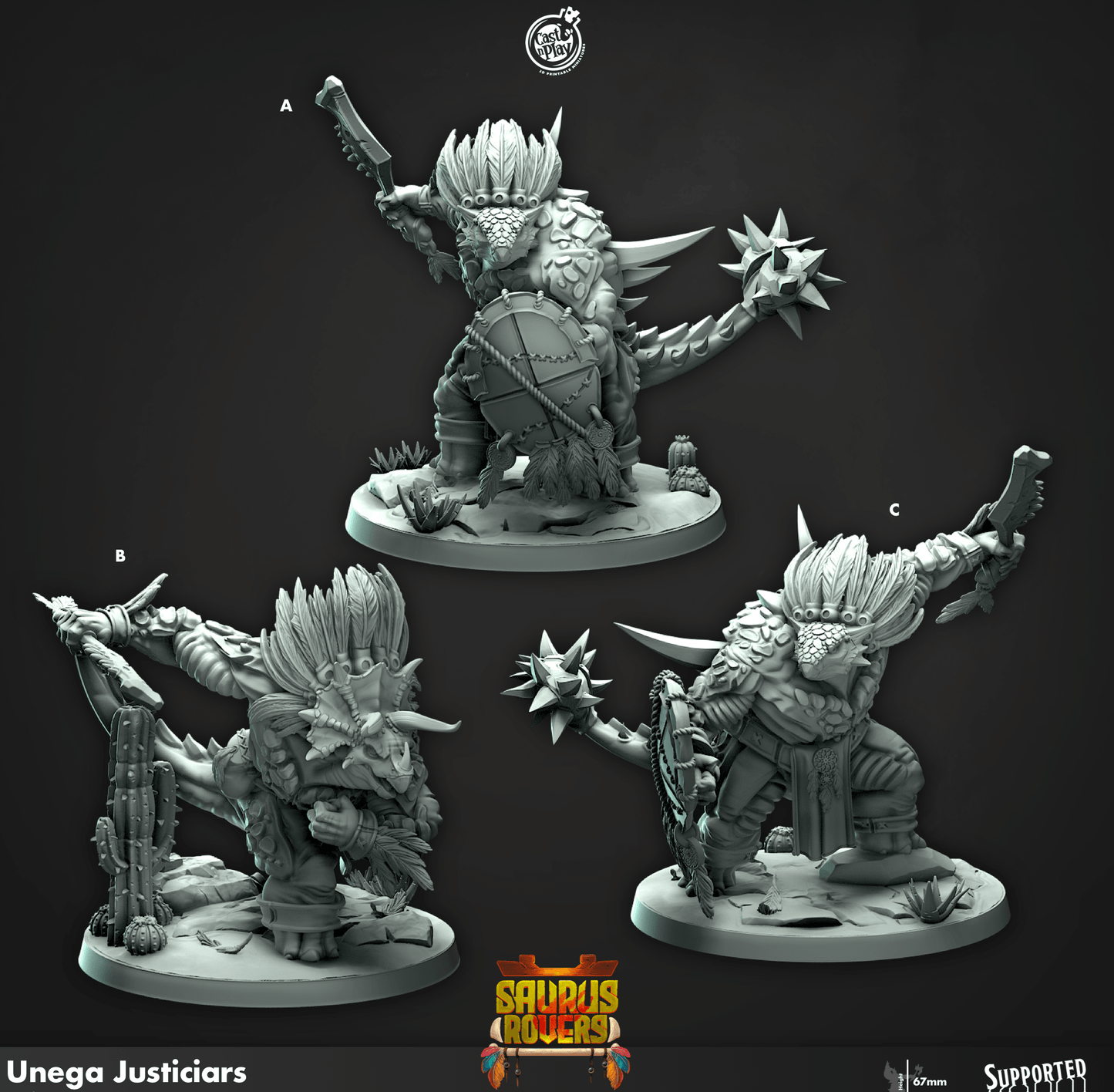 3D Printed Cast n Play Unega Justiciars Saurus Rovers Set 28mm 32mm D&D - 3D Printing Boss 