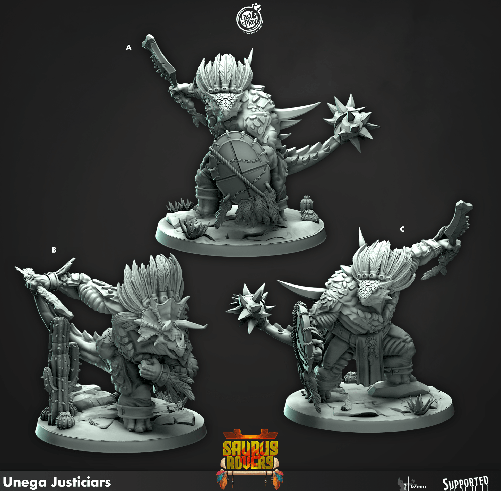 3D Printed Cast n Play Unega Justiciars Saurus Rovers Set 28mm 32mm D&D - 3D Printing Boss 