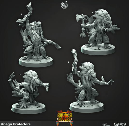 3D Printed Cast n Play Unega Protectors Saurus Rovers Set 28mm 32mm D&D - 3D Printing Boss 