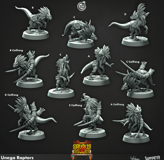 3D Printed Cast n Play Unega Raptors Saurus Rovers Set 28mm 32mm D&D - 3D Printing Boss 