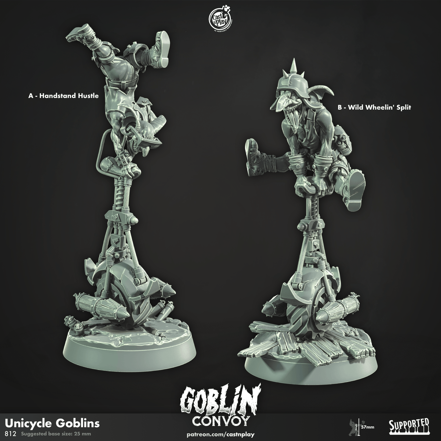 3D Printed Cast n Play Unicycle Goblins The Goblin Convoy 28mm 32mm D&D - 3D Printing Boss 