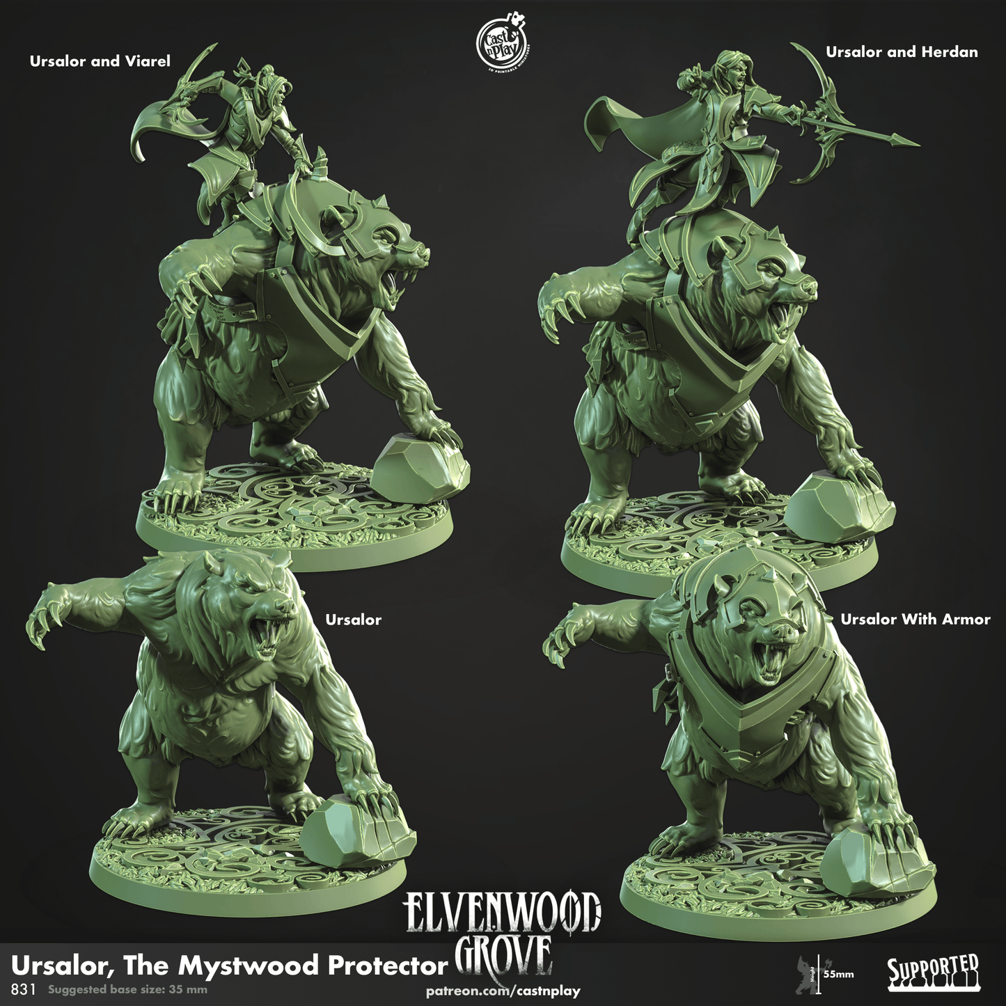 3D Printed Cast n Play Ursalor The Mystwood Protector Elvenwood Grove Set 28mm 32mm D&D - 3D Printing Boss 