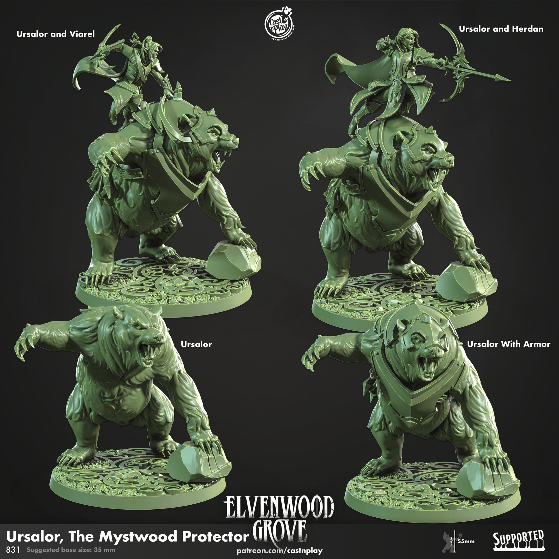 3D Printed Cast n Play Ursalor The Mystwood Protector Elvenwood Grove Set 28mm 32mm D&D - 3D Printing Boss 