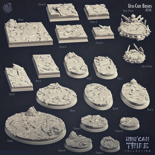 3D Printed Cast n Play Uru-Can Bases Set 28mm 32mm D&D - 3D Printing Boss 