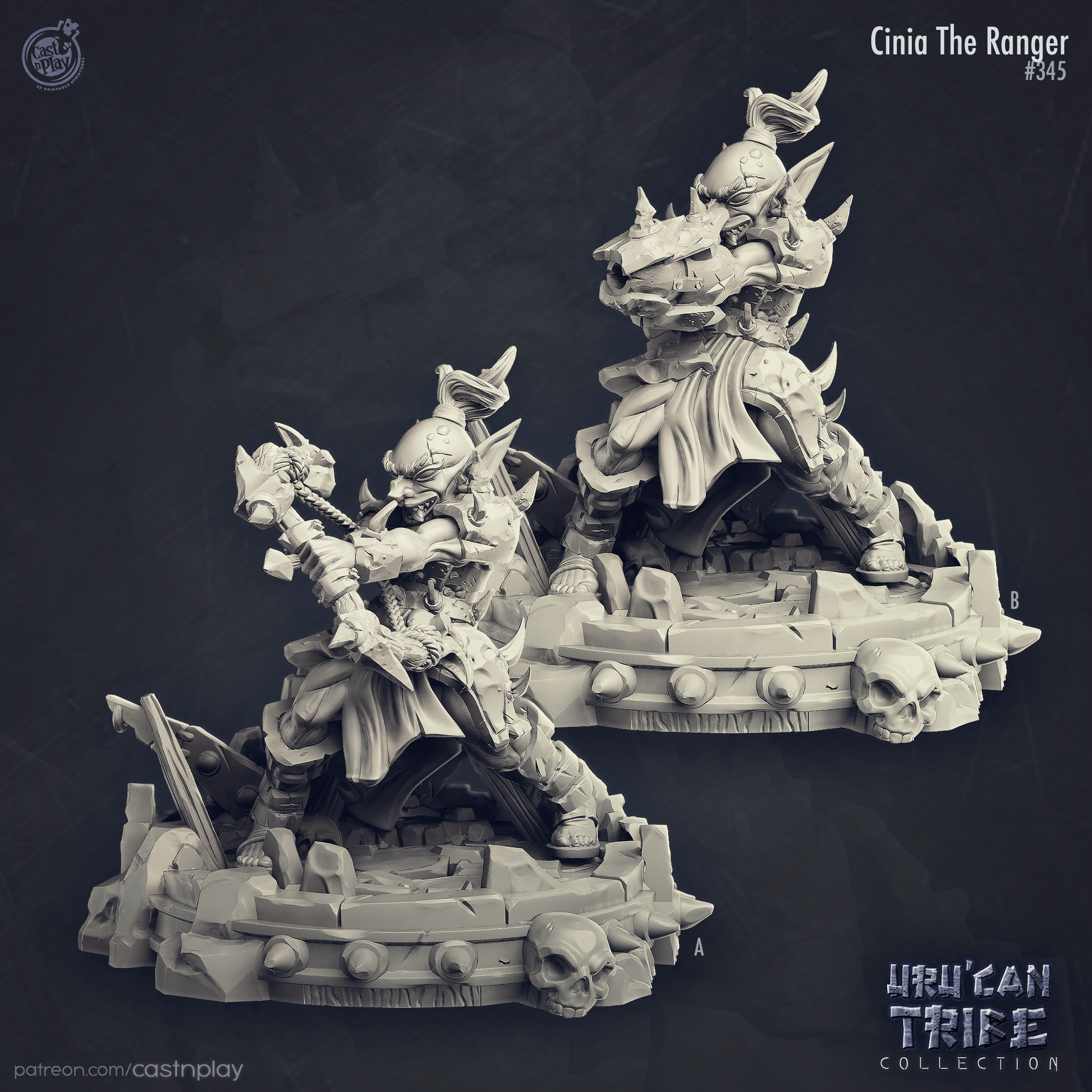 3D Printed Cast n Play  Uru Can Tribe - Cinia The Ranger 28mm 32mm D&D - 3D Printing Boss 