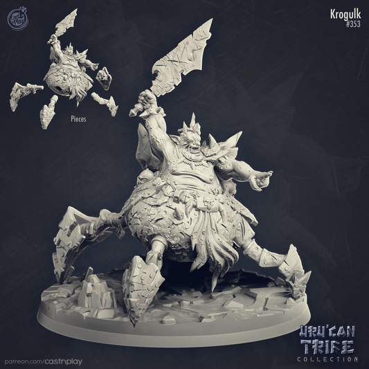 3D Printed Cast n Play Uru Can Tribe - Krogulk The Goblin King 28mm 32mm D&D - 3D Printing Boss 
