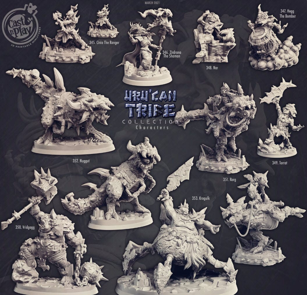 3D Printed Cast n Play Uru Can Tribe - Krogulk The Goblin King 28mm 32mm D&D - 3D Printing Boss 