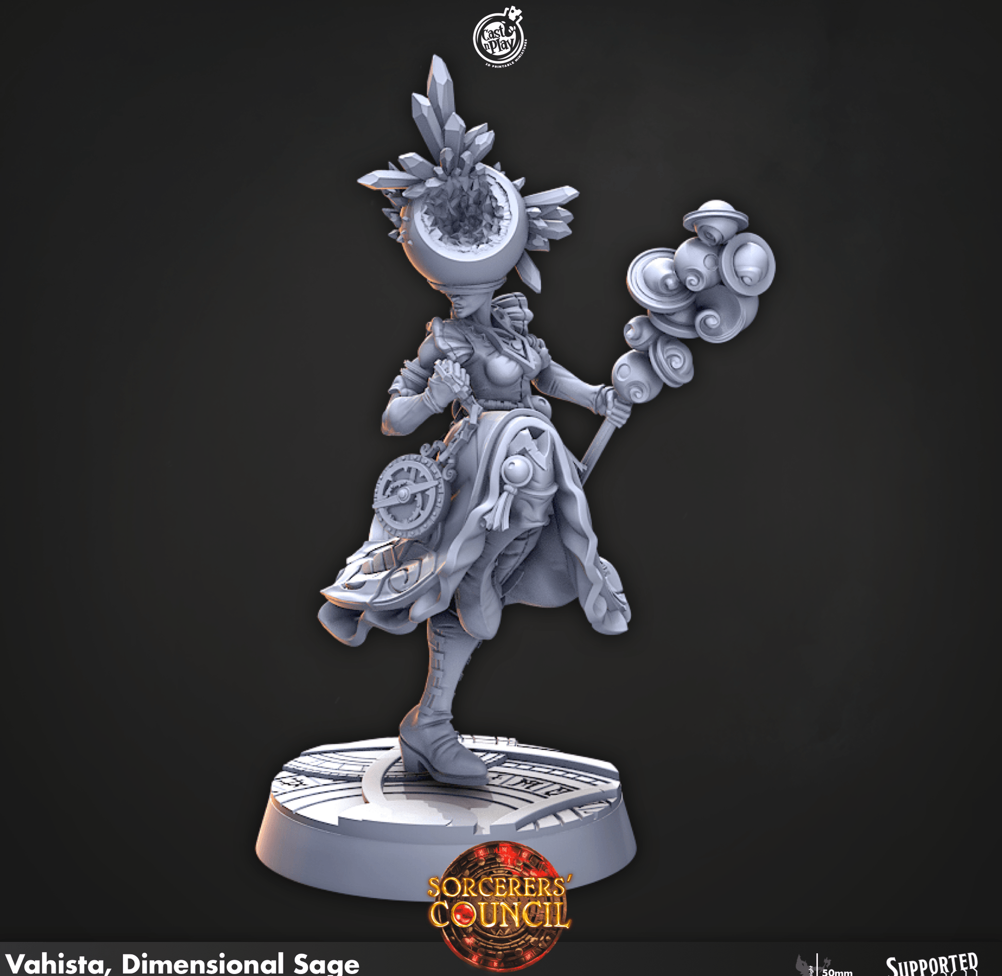 3D Printed Cast n Play Vahista, Dimensional Sage Sorcerers Council 28mm 32mm D&D - 3D Printing Boss 