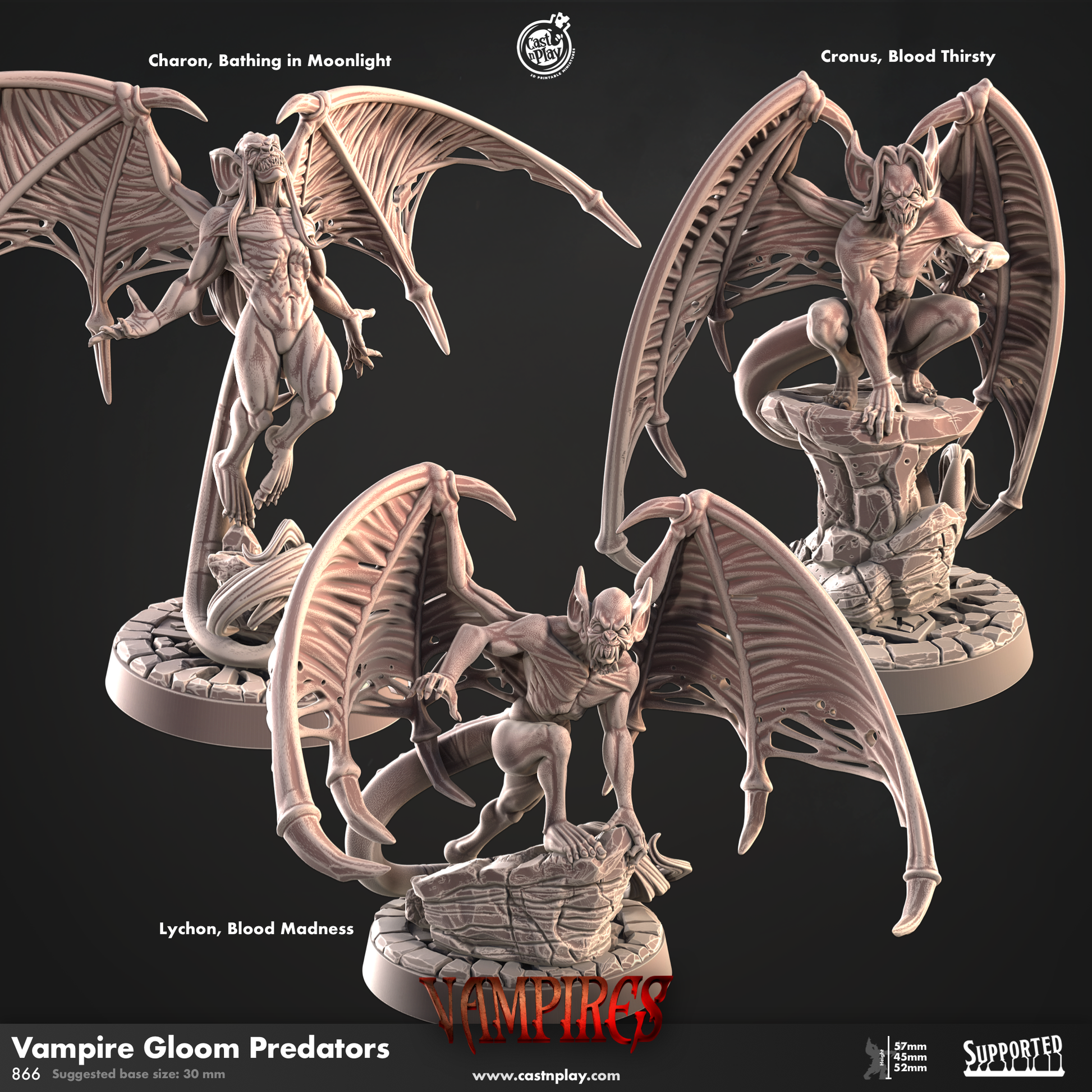 3D Printed Cast n Play Vampire Gloom Predators Vampires Set 28mm 32mm D&D - 3D Printing Boss 