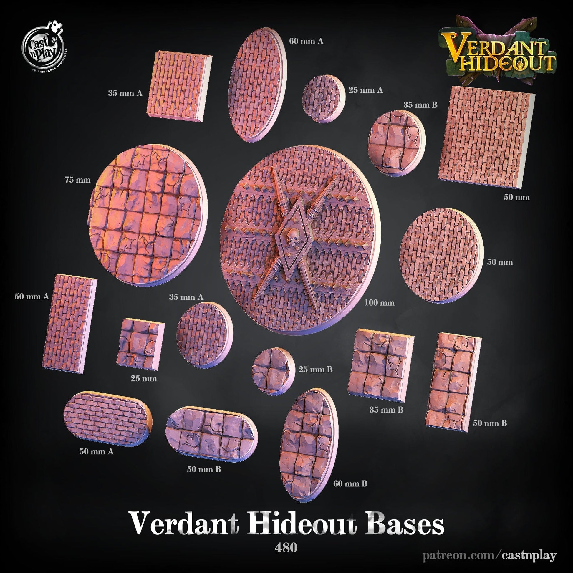 3D Printed Cast n Play Verdant Hideout Bases Set 28mm 32mm D&D - 3D Printing Boss 