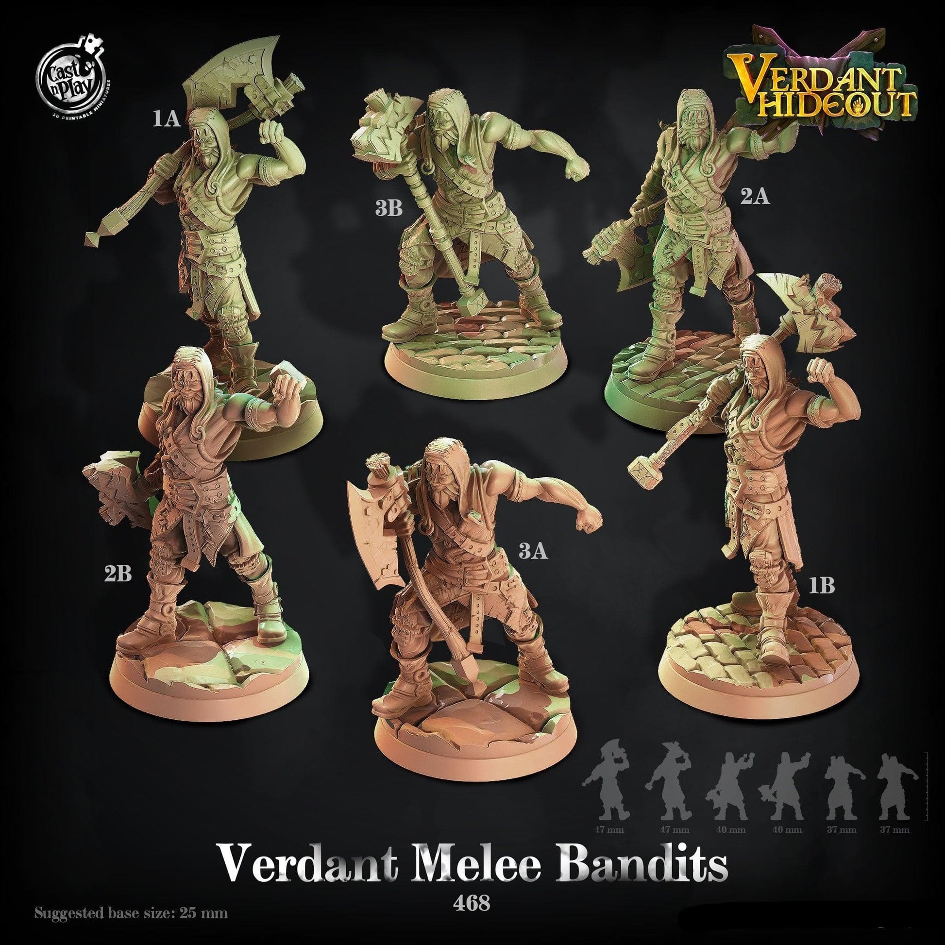 3D Printed Cast n Play Verdant Melee Bandits 28mm 32mm D&D - 3D Printing Boss 