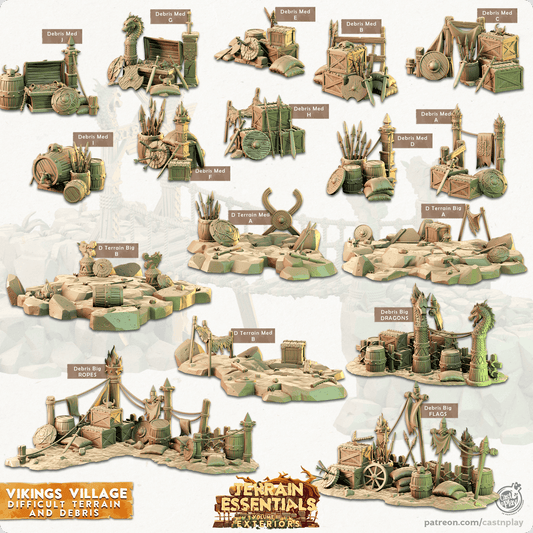 3D Printed Cast n Play Vikings Village Set Debris and Difficult Terrain 28mm 32mm D&D - 3D Printing Boss 