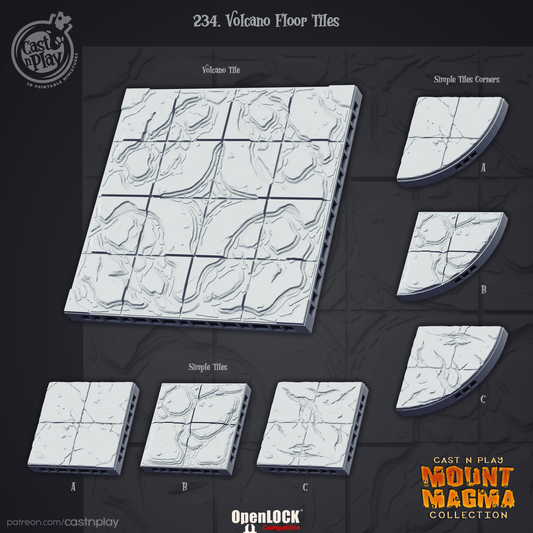 3D Printed Cast n Play Volcano Floor Tiles Mount Magma 28mm 32mm D&D - 3D Printing Boss 
