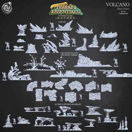 3D Printed Cast n Play Volcano Terrain Geysers, Platforms and Bridges Set Terrain Essentials 28mm 32mm D&D - 3D Printing Boss 