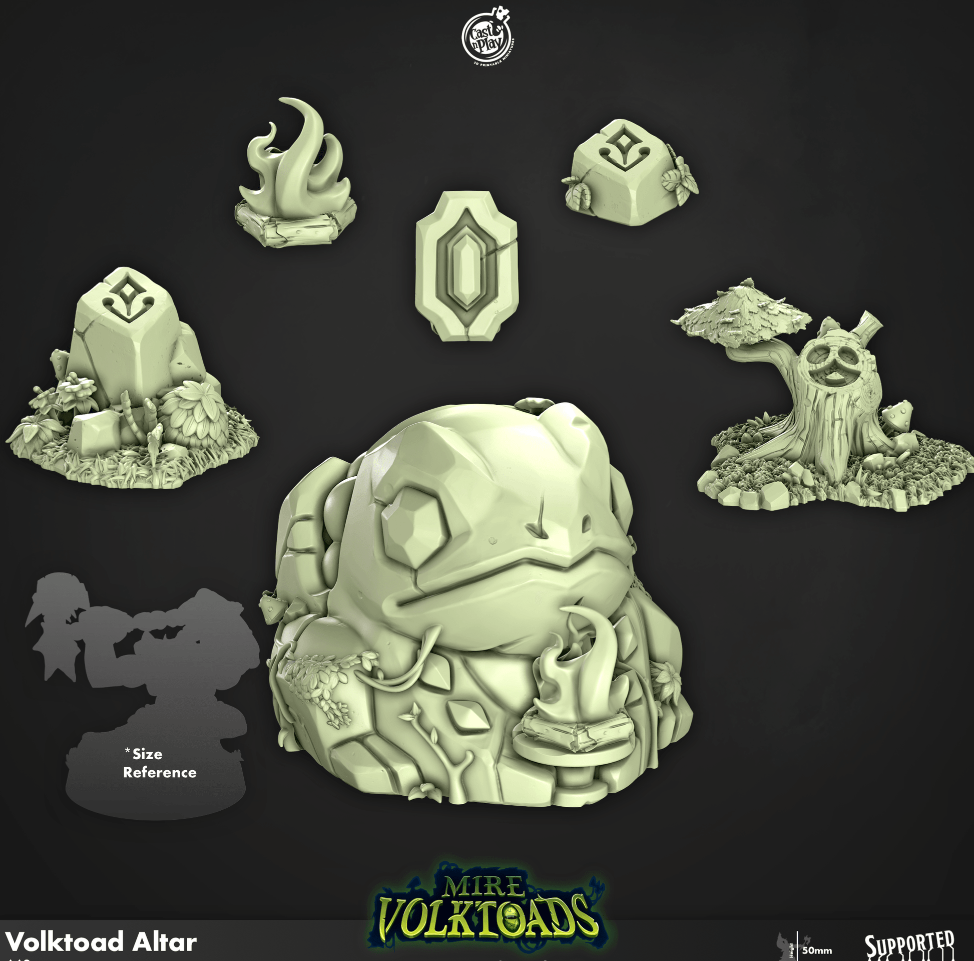 3D Printed Cast n Play Volktoad Altar Mire Volktoads Set 28mm 32mm D&D - 3D Printing Boss 