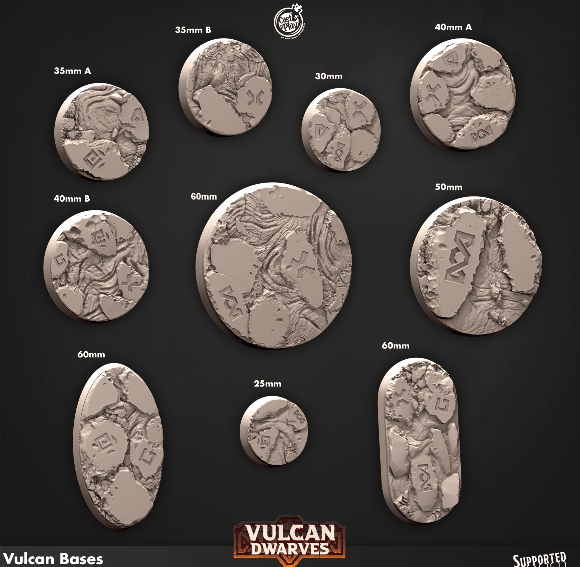 3D Printed Cast n Play Vulcan Bases Vulcan Dwarves Set 28mm 32mm D&D - 3D Printing Boss 