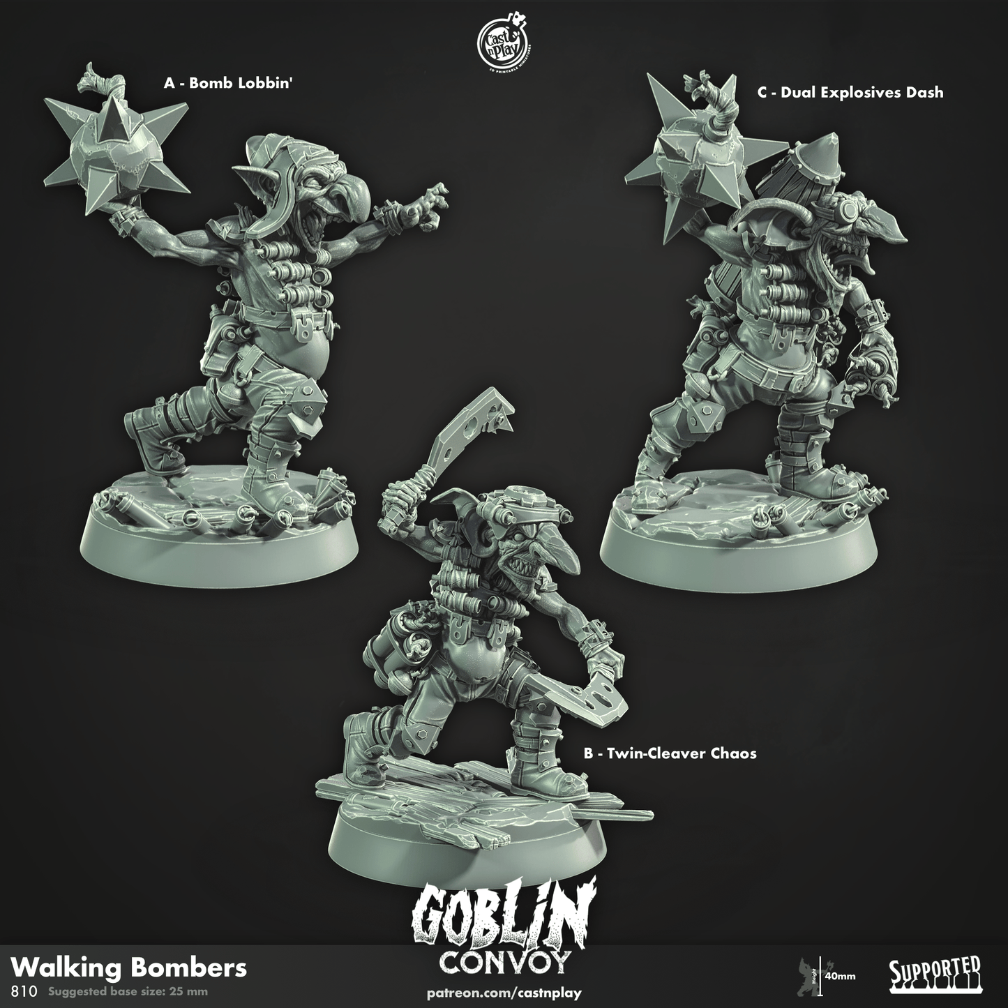3D Printed Cast n Play Walking Bombers The Goblin Convoy 28mm 32mm D&D - 3D Printing Boss 
