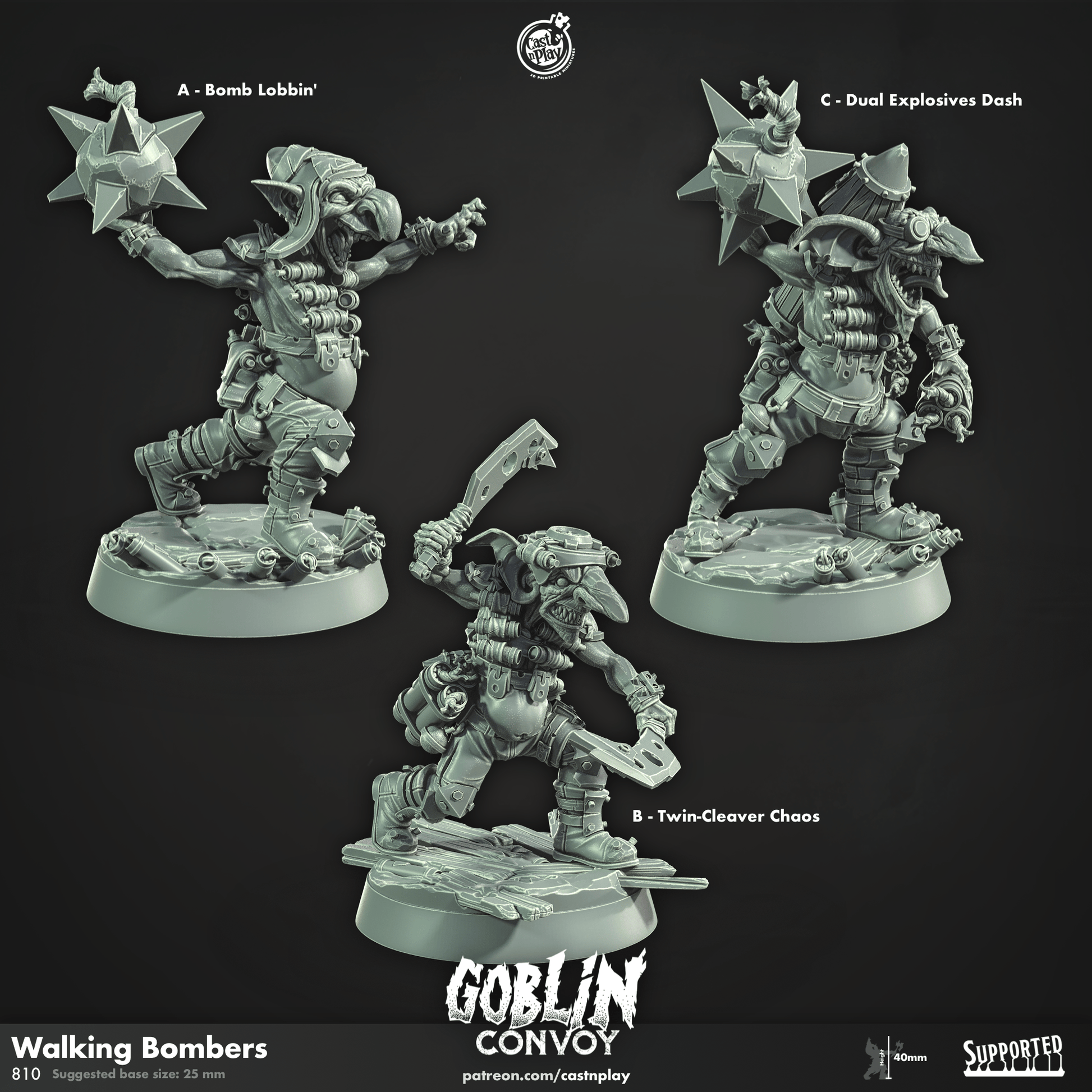 3D Printed Cast n Play Walking Bombers The Goblin Convoy 28mm 32mm D&D - 3D Printing Boss 