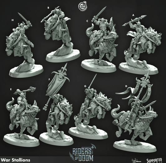 3D Printed Cast n Play War Stallions Riders of Doom Set 28mm 32mm D&D - 3D Printing Boss 