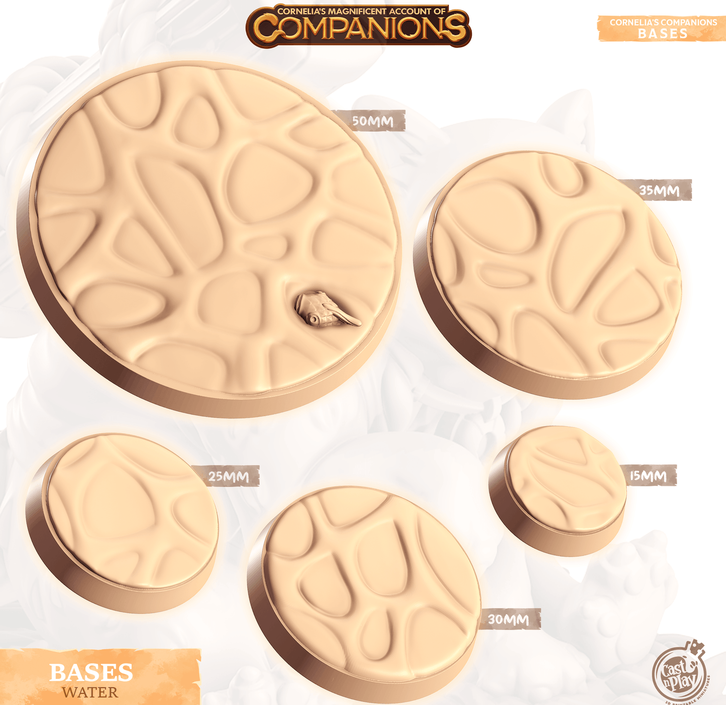 3D Printed Cast n Play Water Bases Companion's Bases - Master Pack Companions 28mm 32mm D&D - 3D Printing Boss 